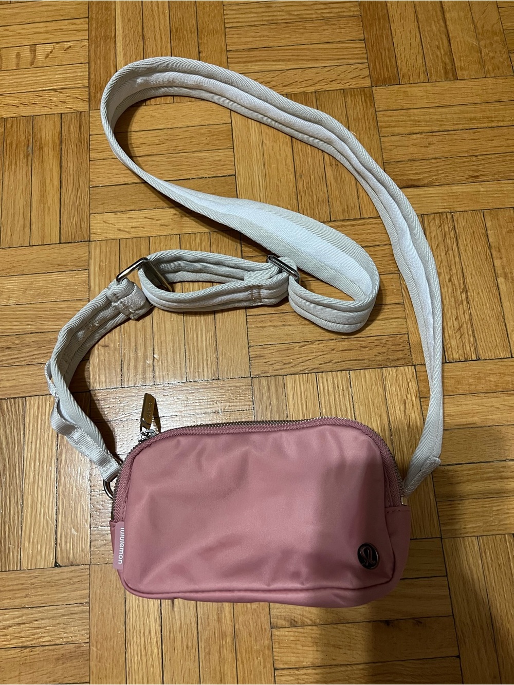 lululemon athletica Rose Pink Crossbody Bag with White Strap